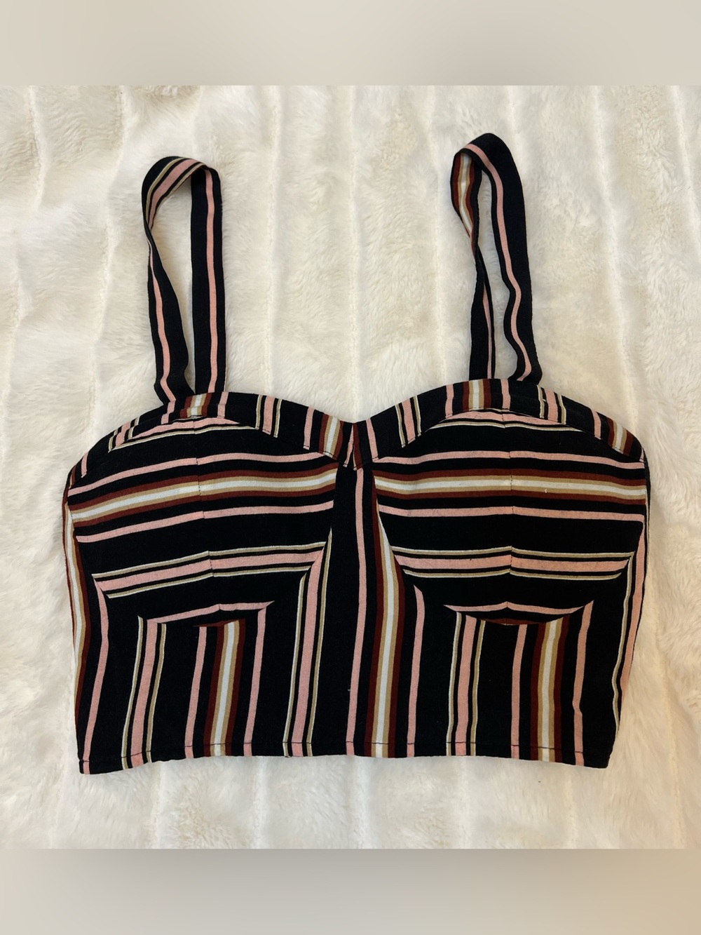 Womens XS Bustier Crop Top Black Brown Pink Festival Whimisgoth Boho Rave Preppy